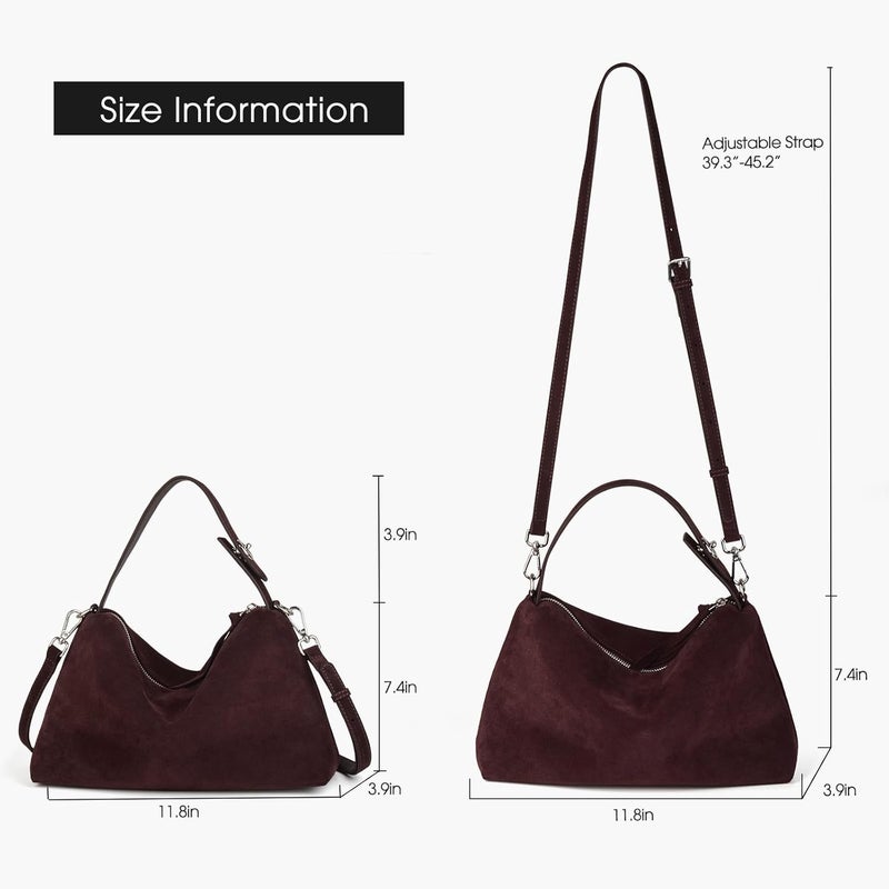 DONNAIN Premium Suede Leather Crossbody Bags for Women, Slouchy Suede Shoulder Bag with Adjustable Strap and Tote Handbag - Image 2